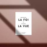 Poster chrétien minimaliste avec verset biblique sur 2 Corinthiens 5.7