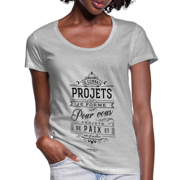 T-shirt chrétien Femme : Jérémie 29.11 - gris chiné