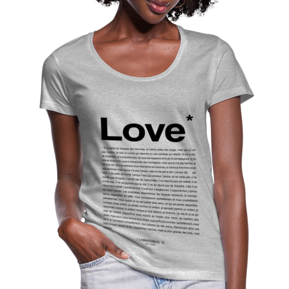 T-shirt chrétien Femme : Love - gris chiné