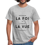 T-shirt chrétien Homme : 2 Corinthiens 5:7 - gris chiné