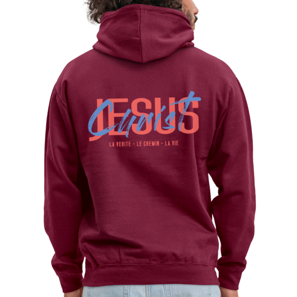 Sweat-shirt à capuche unisexe - bordeaux