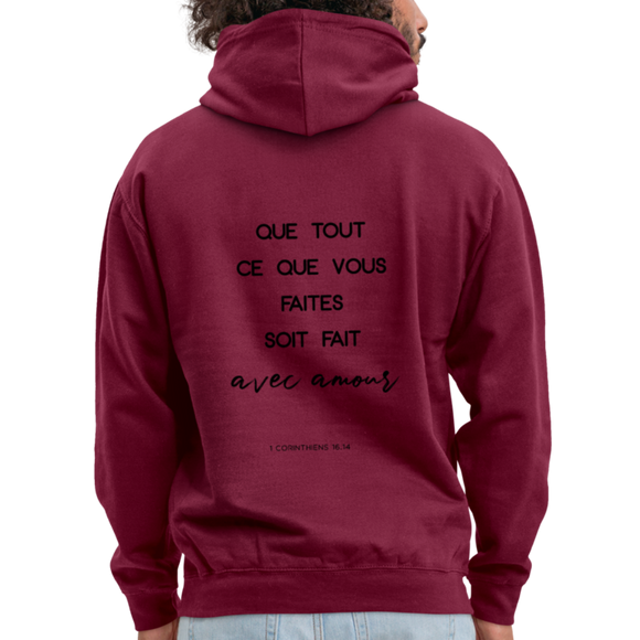 Sweat-shirt à capuche unisexe - bordeaux