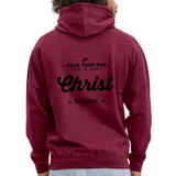 Sweat-shirt à capuche unisexe - bordeaux